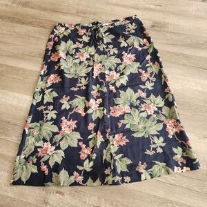 Eddie Bauer Black Floral Midi Skirt